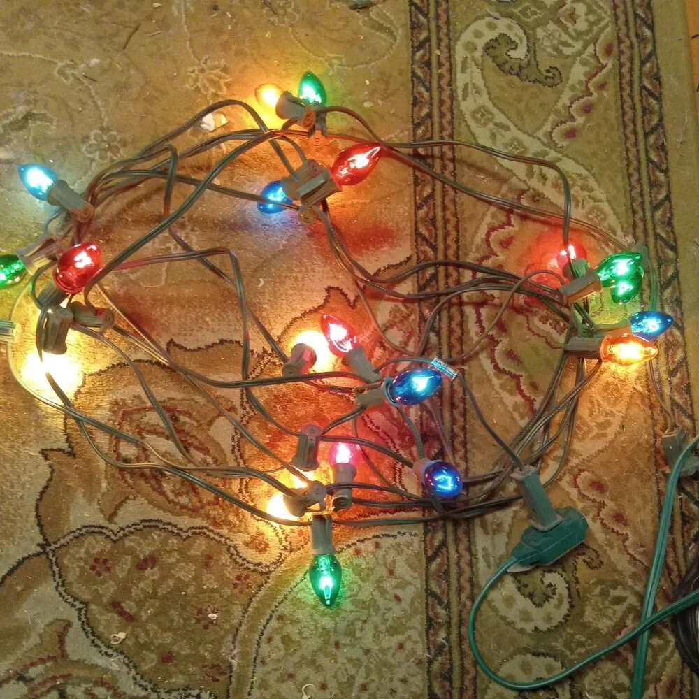 25 Count C7 Transparent Multi Color Incandescent Christmas Lights